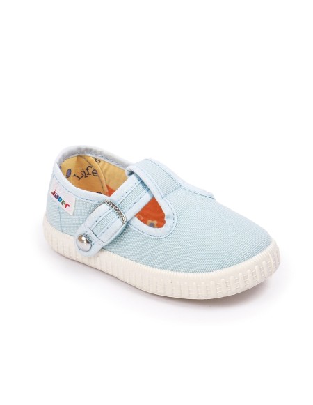 Sandalias lona con cierre de corchete