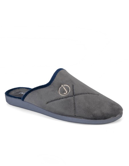 Zapatillas casa abiertas gris dibujo