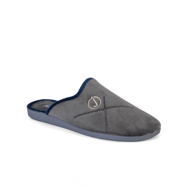 Zapatillas casa abiertas gris dibujo