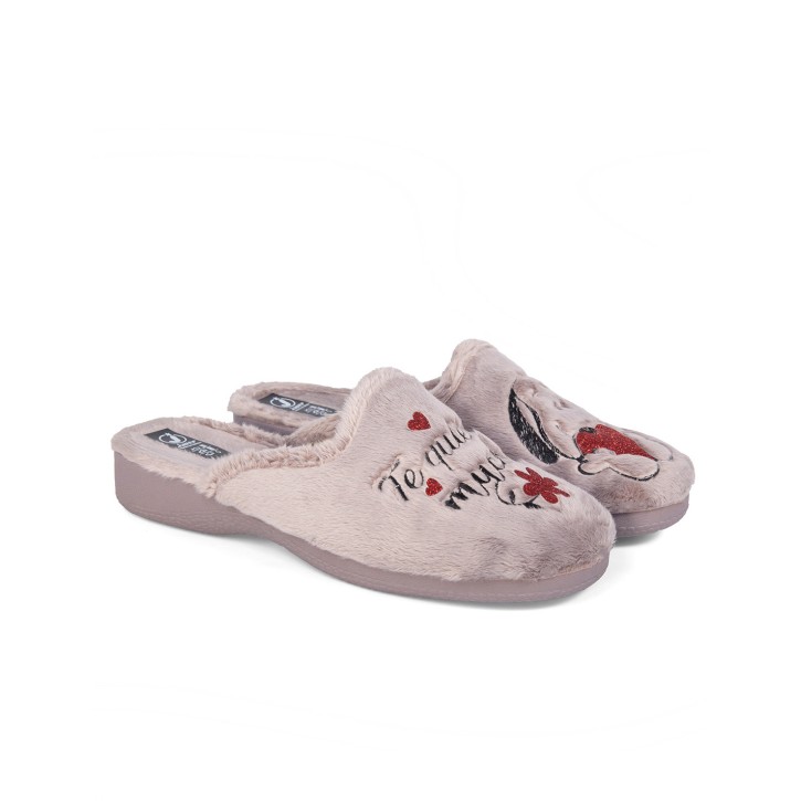 Zapatillas casa abiertas confort niebla "Te...