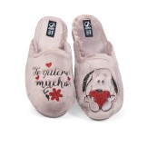 Zapatillas casa abiertas confort niebla "Te quiero mucho"