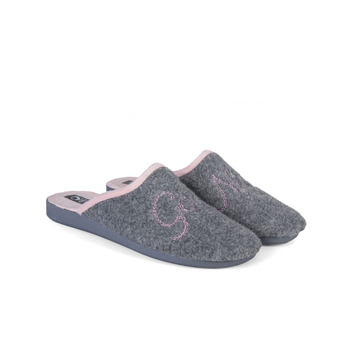 Zapatillas de casa abiertas gris Good night