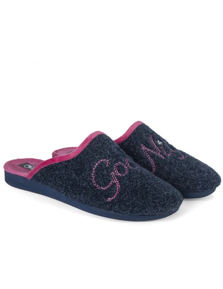 Zapatillas de casa abiertas azul marino Good night