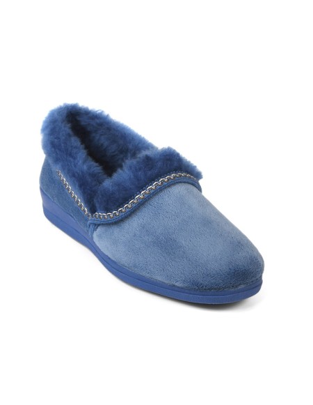 Zapatillas de casa azulina con pelo
