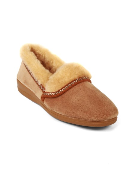 Zapatillas de casa ocre con pelo
