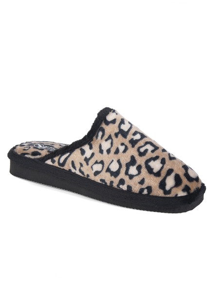 Zapatillas de casa abiertas estampado animal print
