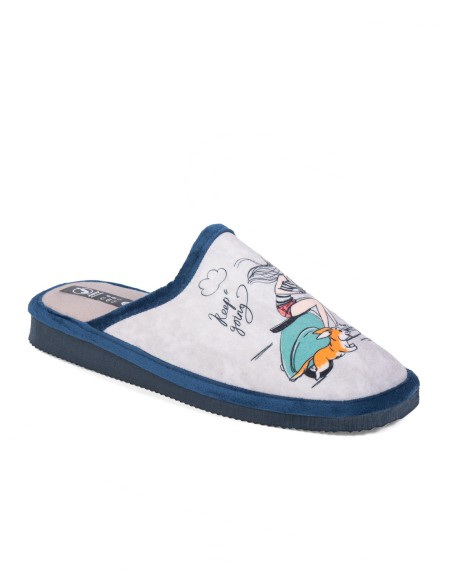 Zapatillas de casa abiertas en color marino