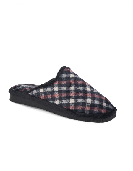 Zapatillas de casa abiertas con estampado de cuadros