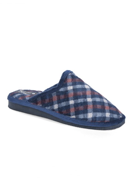 Zapatillas de casa abiertas con estampado de cuadros