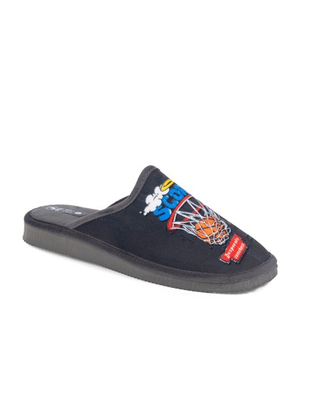 Zapatillas de casa abiertas en color gris estampado