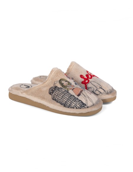 Zapatilla de casa suela EVA especial parquet color beige