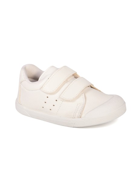 Zapatillas barefoot infantil piel velcro blanco