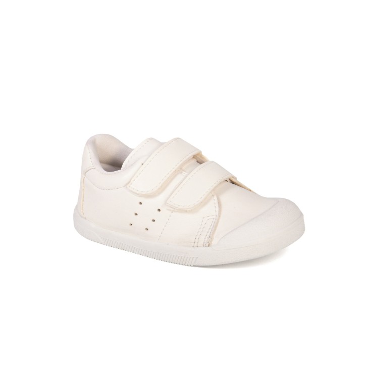 Zapatillas barefoot infantil piel velcro blanco