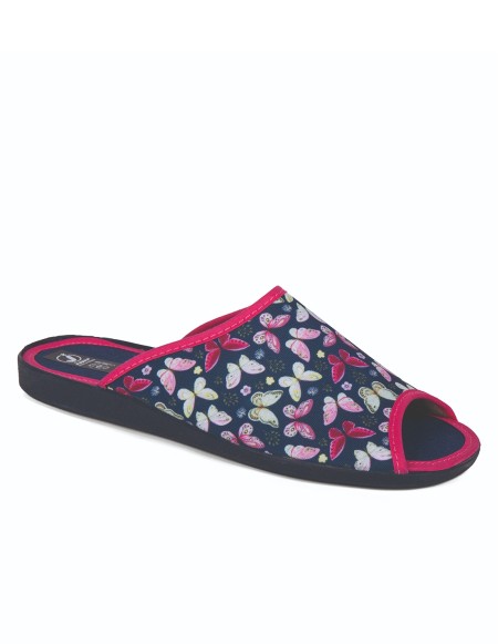 Zapatillas de casa verano mujer puntera abierta estampado...