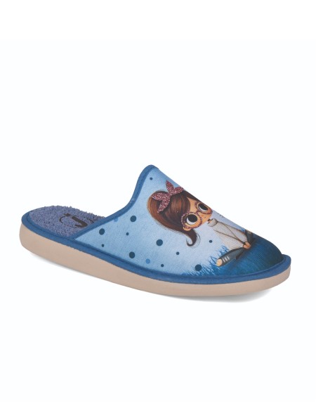 Zapatillas de casa verano mujer puntera cerrada niña y gato