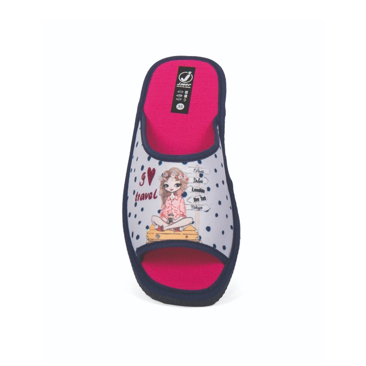 Zapatillas de casa verano mujer puntera abierta...