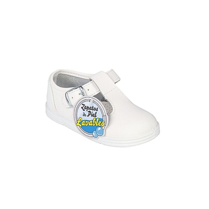 Sandalias piel con cierre de hebilla color blanco