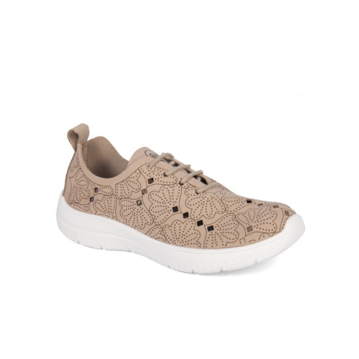Zapatillas deportivas con cordones color arena