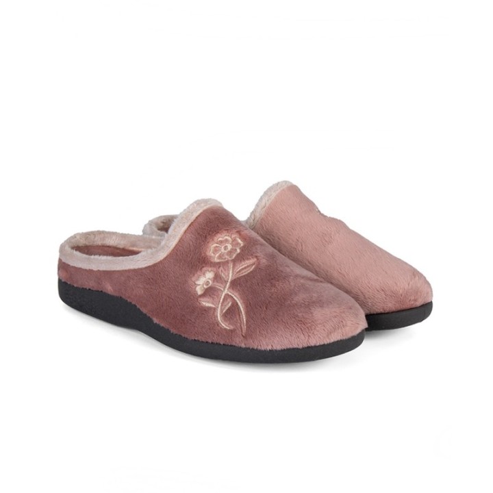 Zapatillas de casa abiertas mujer súper confort color caldera