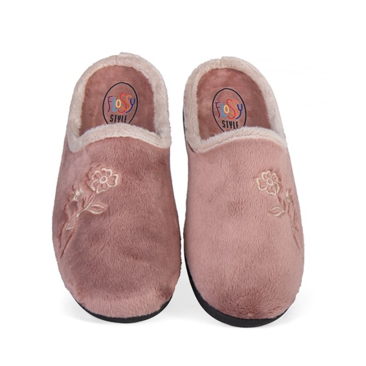 Zapatillas de casa abiertas mujer súper confort color caldera