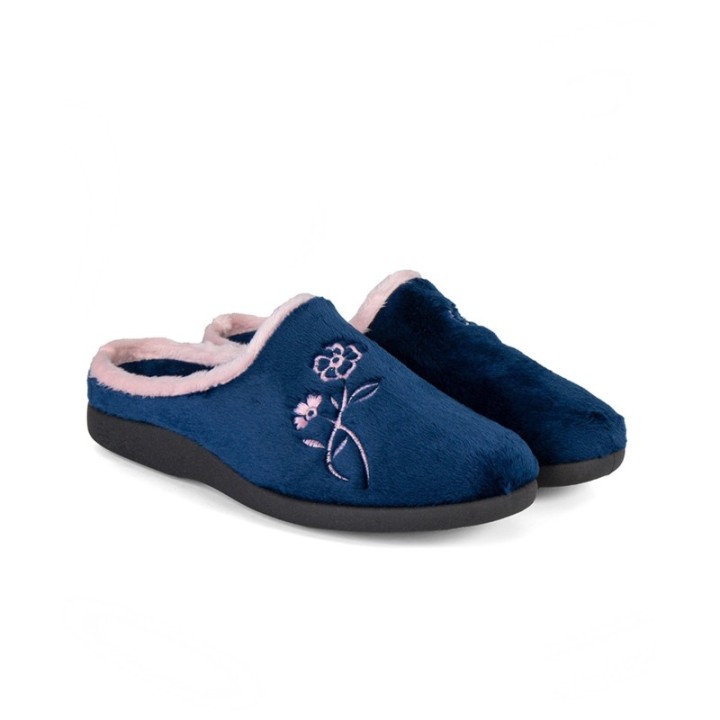 Zapatillas de casa abiertas mujer súper confort color marino