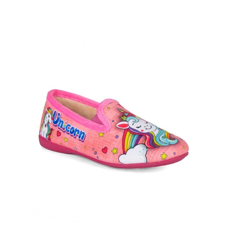 Zapatillas de casa cerradas Unicornio color fucsia