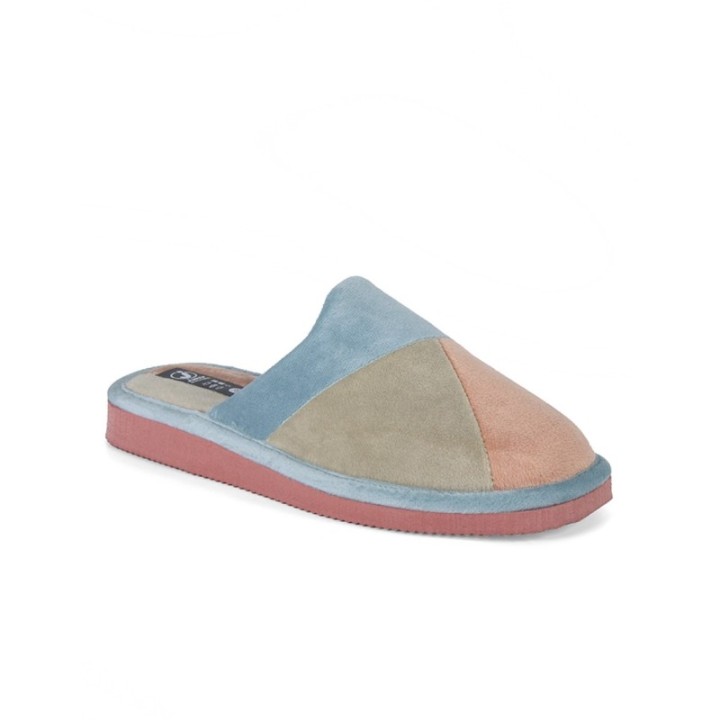 Zapatillas Mujer de casa abiertas triangulos color teja