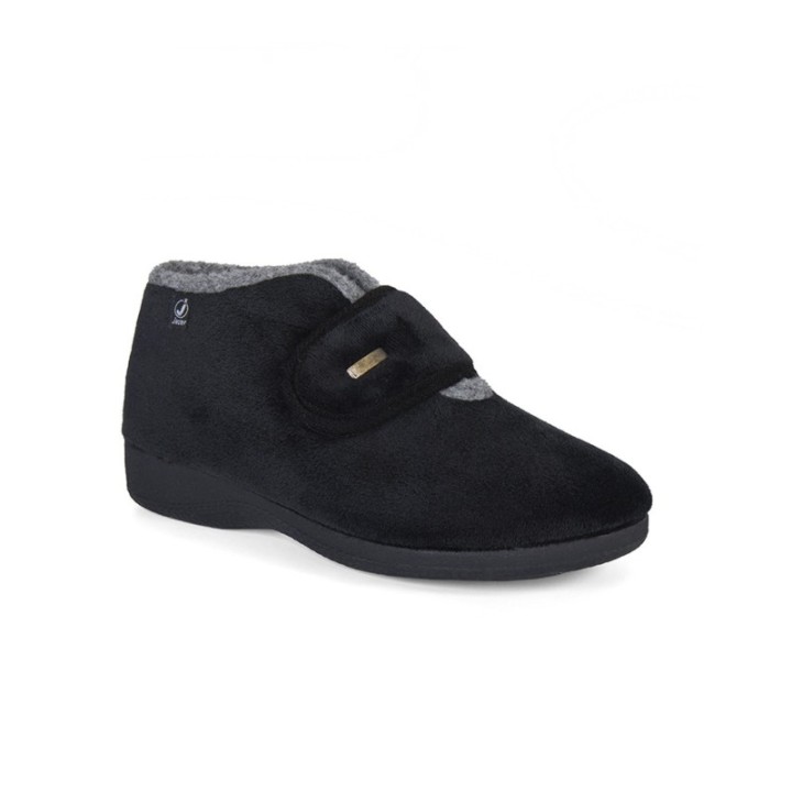 Zapatillas de casa invierno mujer velcro color negro