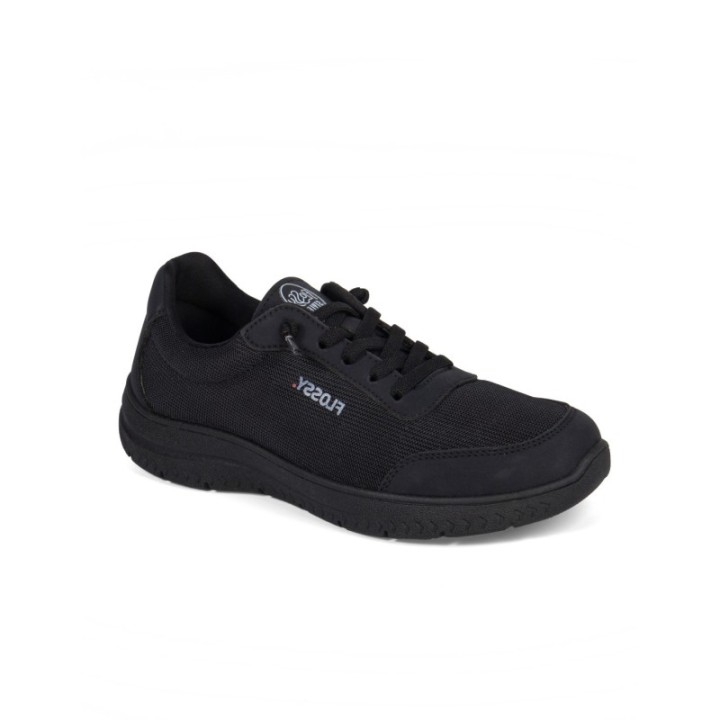 Zapatillas negras lona flexible con cordones Flossy