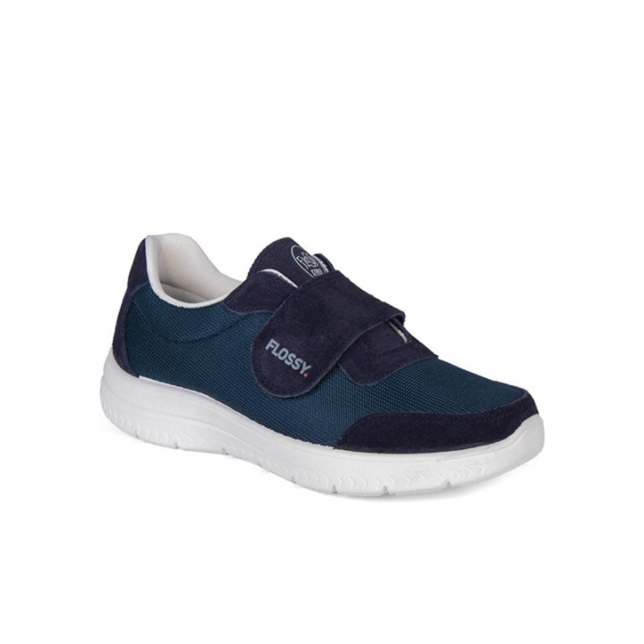 Zapatillas deportivas de lona flexible y cierre velcro azul marino