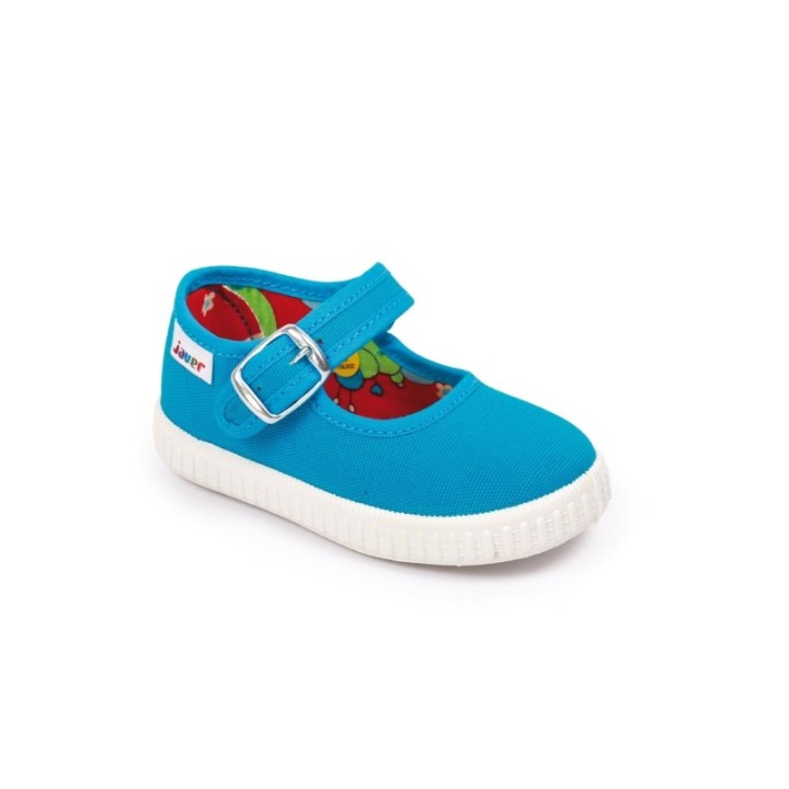 Merceditas lona color turquesa