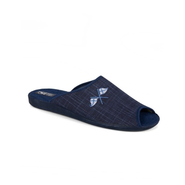 Zapatillas casa caucho puntera abierta peep toes marino banderas