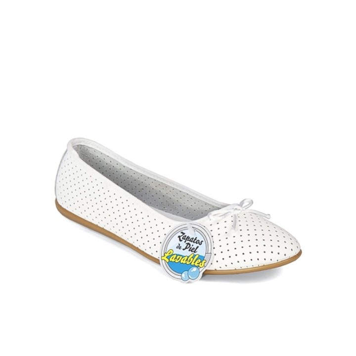 Francesitas piel con lacito color blanco