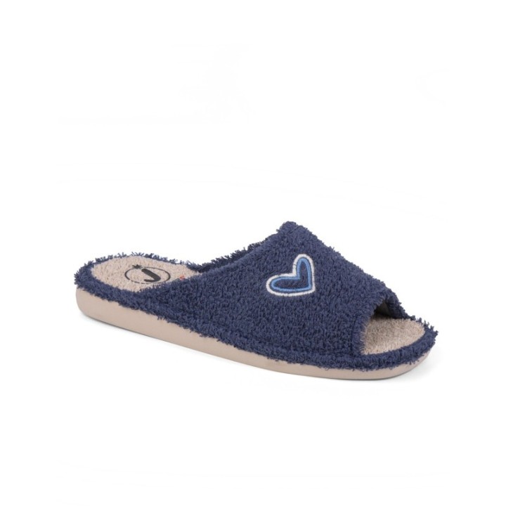 Zapatilla de casa suela EVA especial parquet puntera abierta color tejano