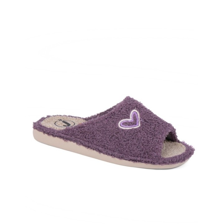Zapatilla de casa suela EVA especial parquet puntera abierta color malva
