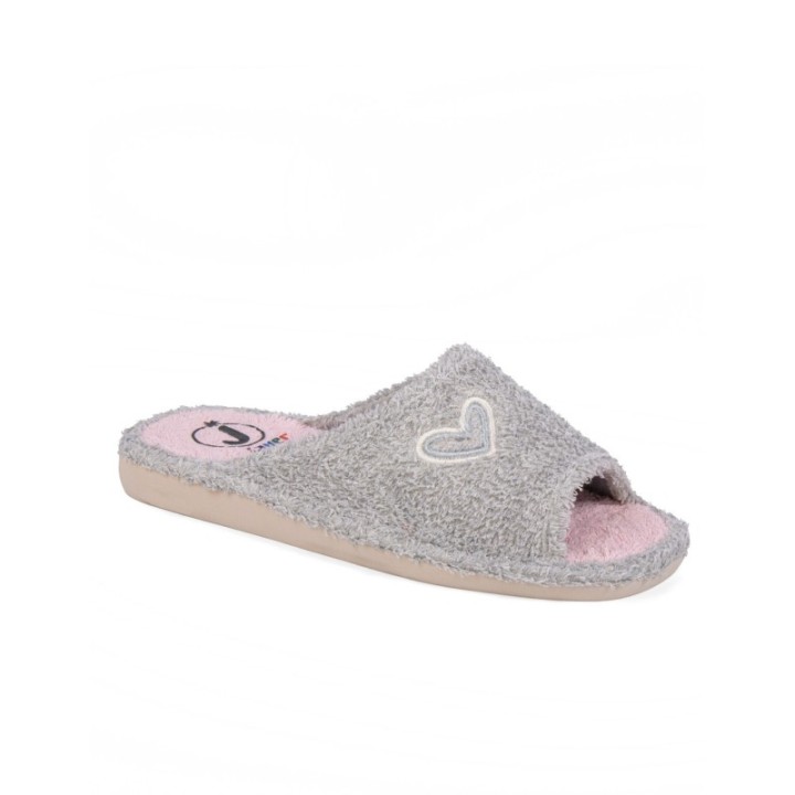 Zapatilla de casa suela EVA especial parquet puntera abierta color niebla