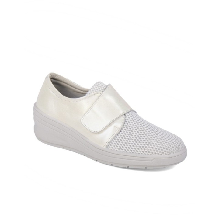 Zapato de cuña con velcro  blanco