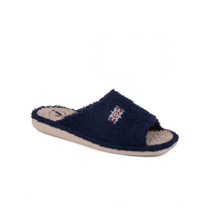 Zapatilla de casa suela EVA especial parquet puntera abierta azul marino