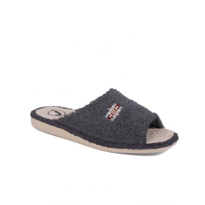 Zapatilla de casa suela EVA especial parquet puntera abierta gris