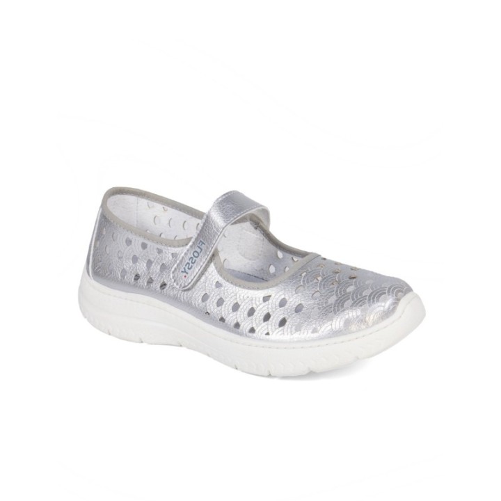 Deportivos cinta velcro color plata
