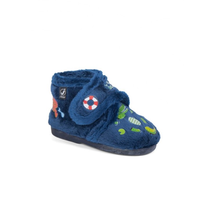 Zapatilla de casa con cierre de velcro cocodrilos color marino