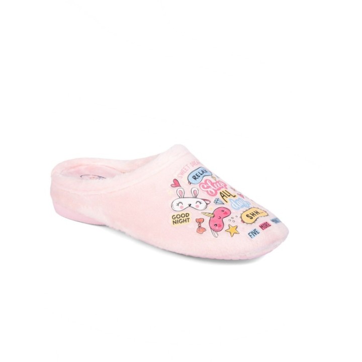 Zapatillas de casa abiertas con Dibujos color rosa