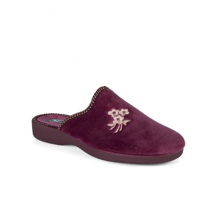 Zapatillas casa abiertas confort color burdeos