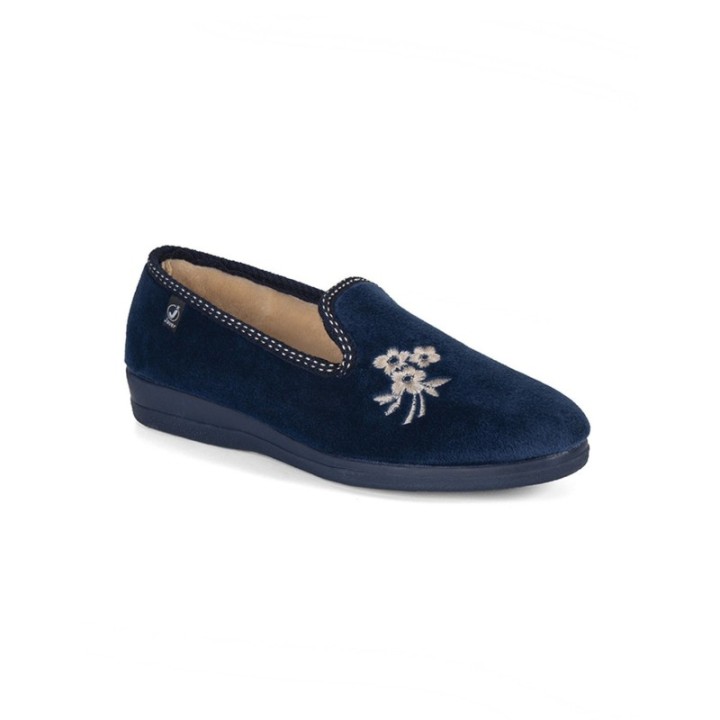 Zapatillas de casa cerradas cómoda suela color marino