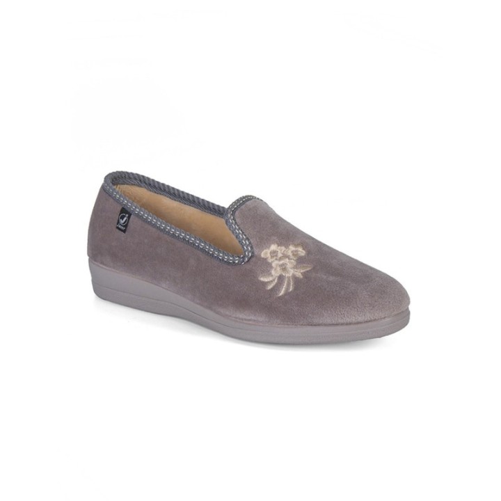 Zapatillas de casa cerradas cómoda suela color niebla