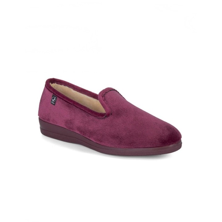 Zapatillas de casa cerradas cómoda suela color burdeos