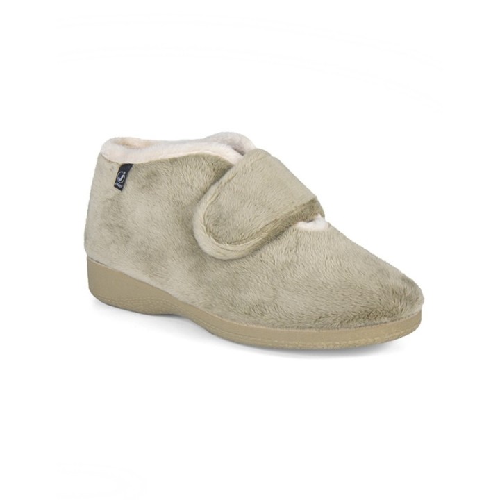Zapatillas de casa ancho especial mujer velcro color pistacho