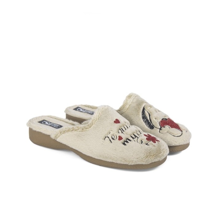 Zapatillas de casa ancho especial mujer color pistacho