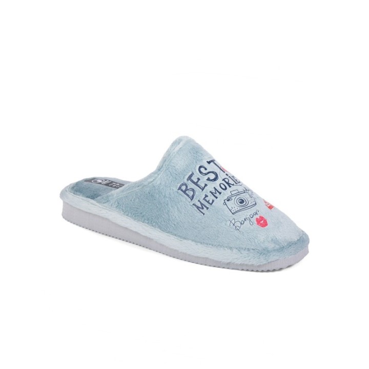 Zapatillas de casa abiertas "Best Memories" color aguamar