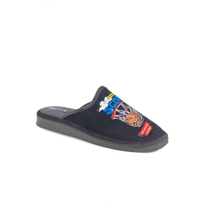 Zapatillas de casa abiertas en color gris estampado